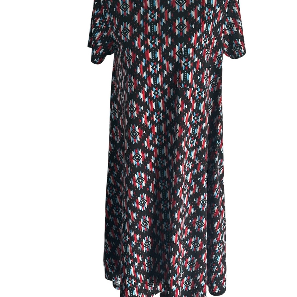 LuLaRoe Southwestern Aztec Print Swing Dress – Red Black Blue Geometric Size L